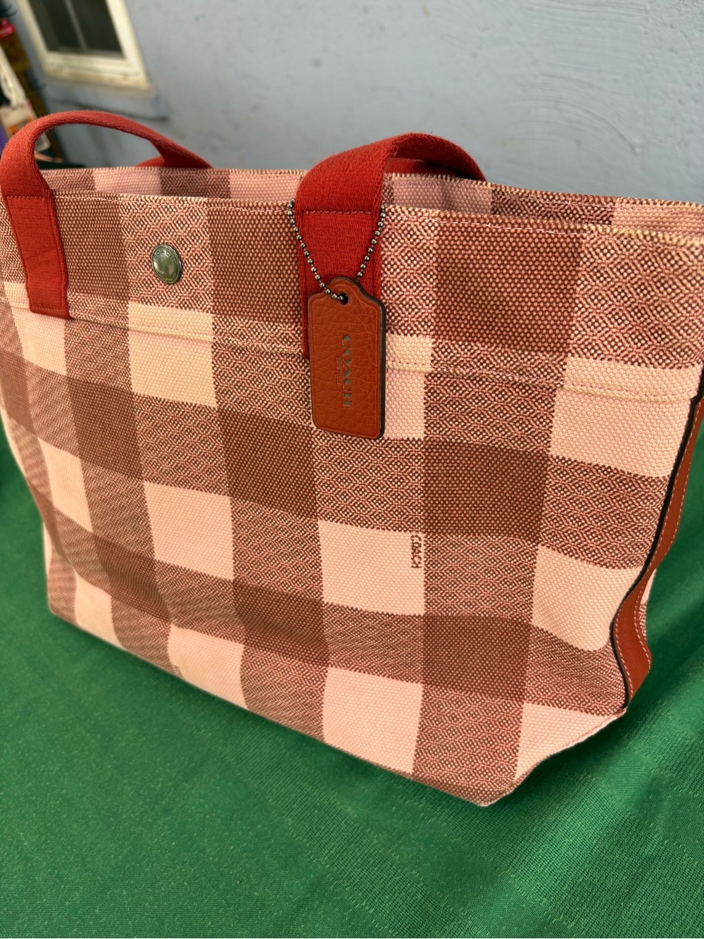 Coach tote bag red and pink plaid - Picture 3 of 9